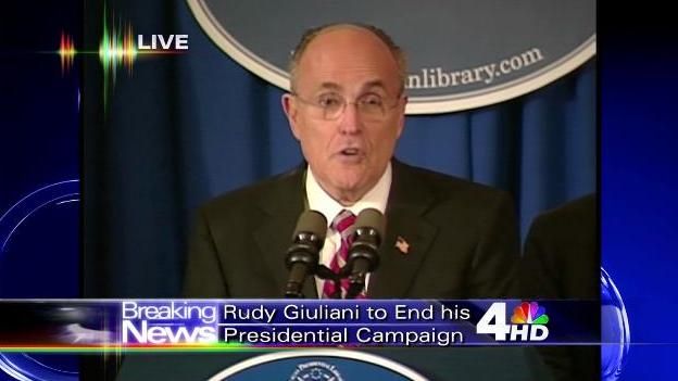 Rudy Can Fail, January 30:  In 2007, former mayor Rudy Giuliani was the Republican candidate that everyone thought be on the 2008 presidential ticket.  But his presidential campaign never seemed to get off the ground, as his campaign decided to hold off on campaigning in Iowa and New Hampshire, counting on winning big in Florida ...only to come in third there and drop out of the race the next dayâand endorse John McCain.  Perhaps Vice President-elect Joe Biden's 2007 words about Giulianiâstuck, but he may be back to run for NY Governor... or President again.